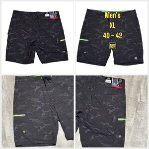 Men's Zeroxposur XL Swim Drawstring Shorts Trunks Hybrid Black Elastic Waist New